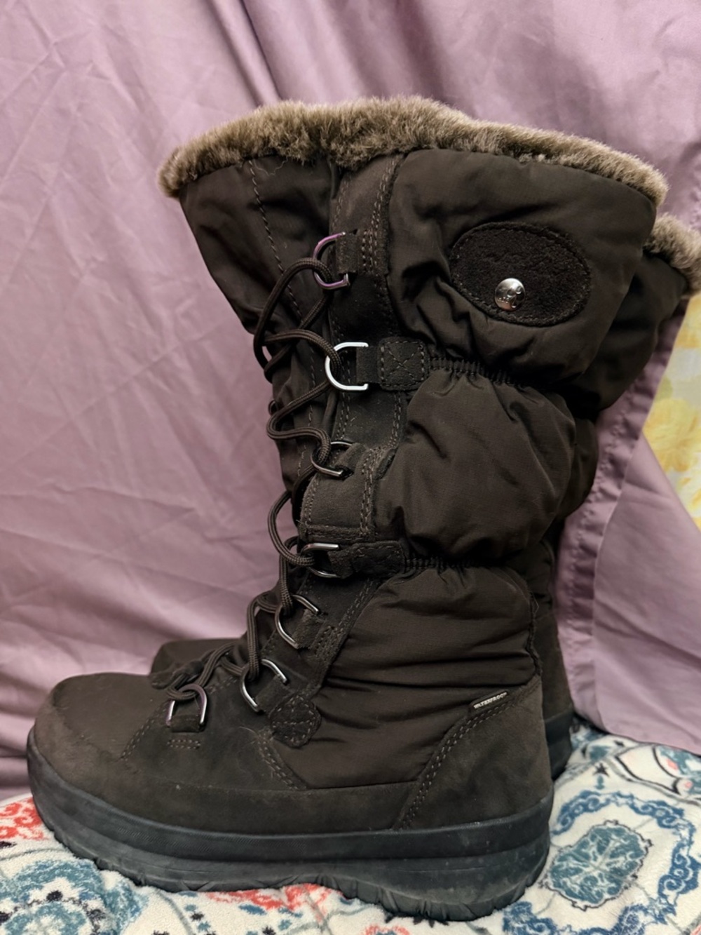 Tarantula Brown waterproof puffer fur boots